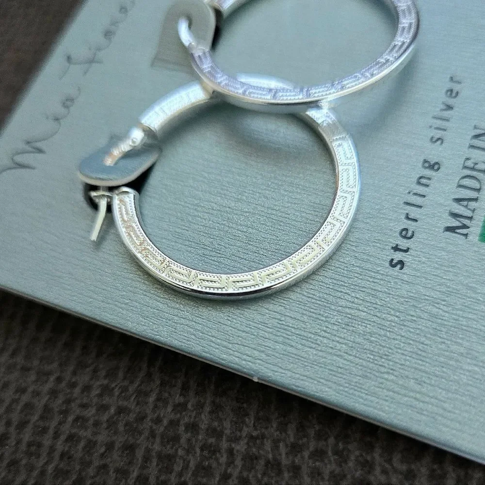 Mia Fiore Silver🤍 Greek🇬🇷 Key🔑 Hoop Earrings